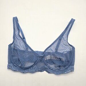 Mesh Underwire Bra 32D Blue Dotted Free People